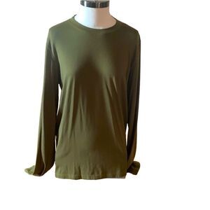 Cudl Duds Olive Green Lightweight Long Sleeve Crew Neck Shirt Size Small